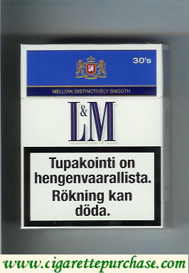 L&M Mellow Distinctively Smooth Blue Label 30s cigarettes hard box